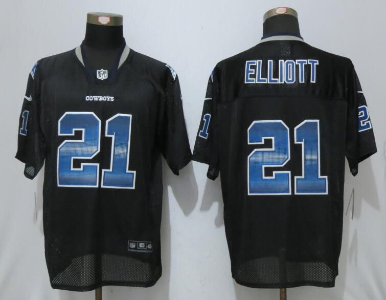 Men 2017 Dallas Cowboys 21 Elliott Strobe Lights Out Black Nike Elite NFL Jerseys